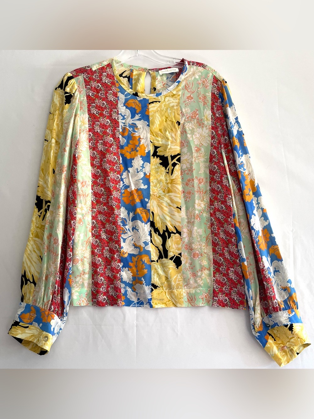 Stine Goya Karolina Silk Patchwork Floral Blouse Scandi Boho XS